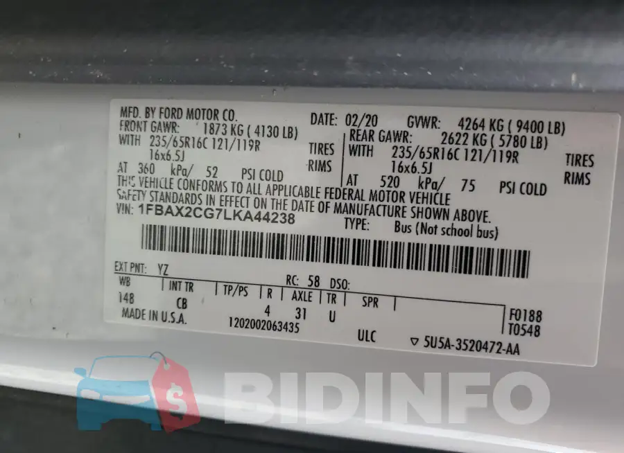 1FBAX2CG7LKA44238 Photo# 13