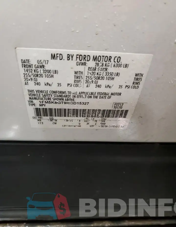 1FM5K8GT9HGD15327 Photo# 13