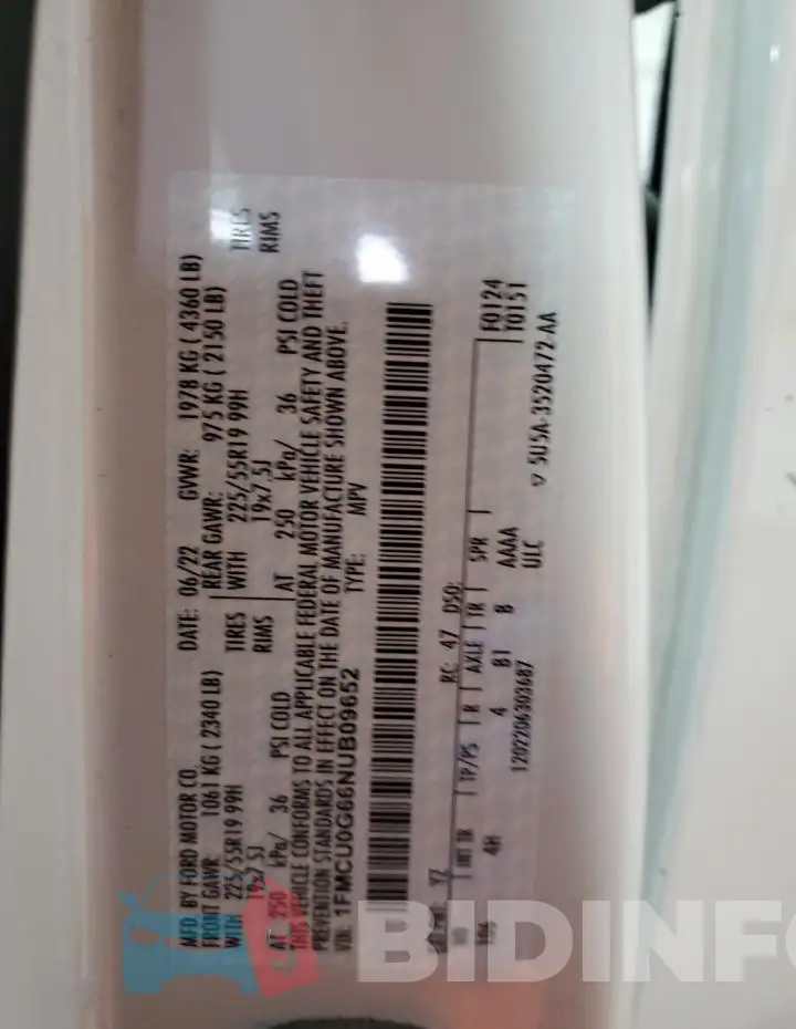 1FMCU0G66NUB09652 Photo# 13