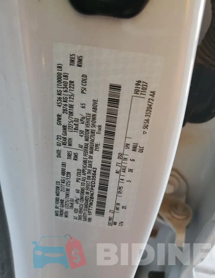 1FT7W2BN7PED35643 Photo# 12