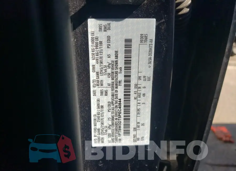 1FT8W3DT5PEC40844 Photo# 13