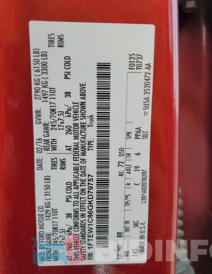 1FTEW1C86GKD79757 Photo# 13
