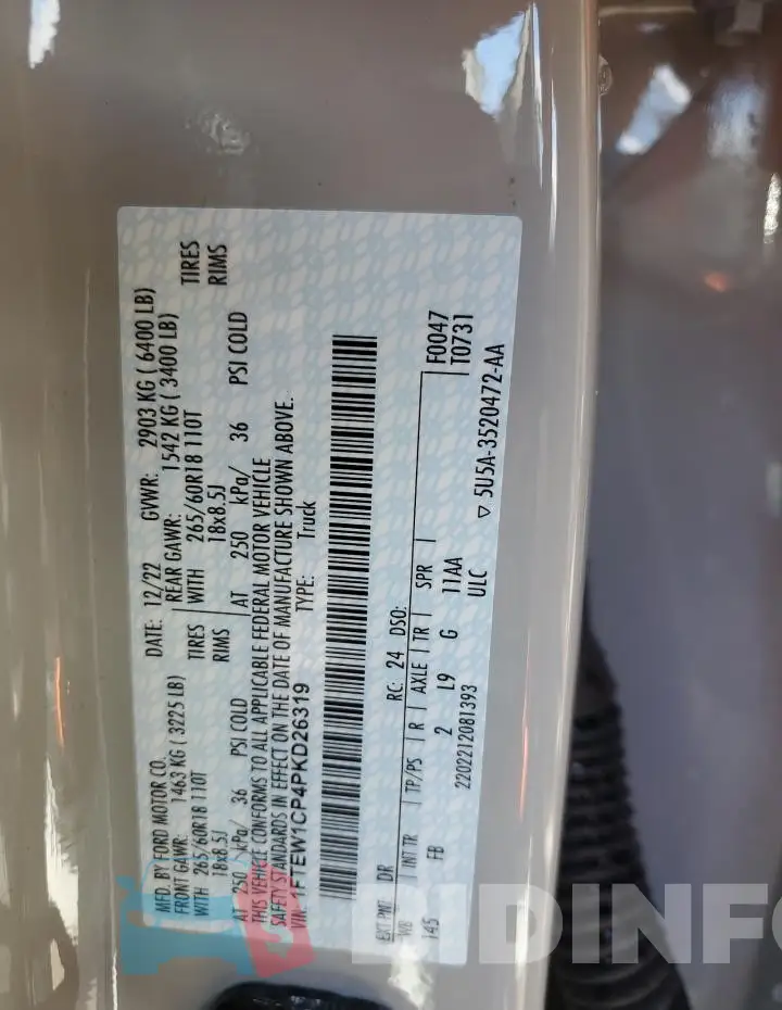 1FTEW1CP4PKD26319 Photo# 13