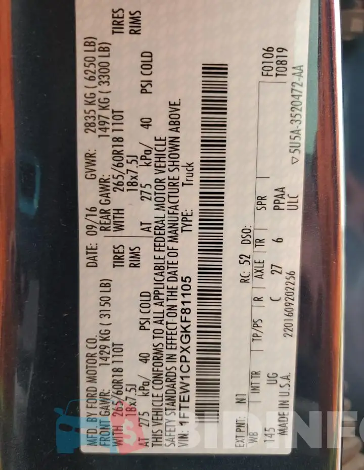 1FTEW1CPXGKF81105 Photo# 13