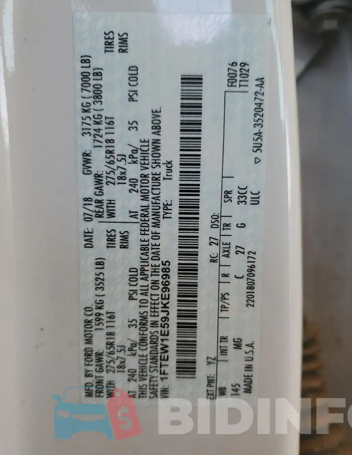 1FTEW1E59JKE96985 Photo# 12