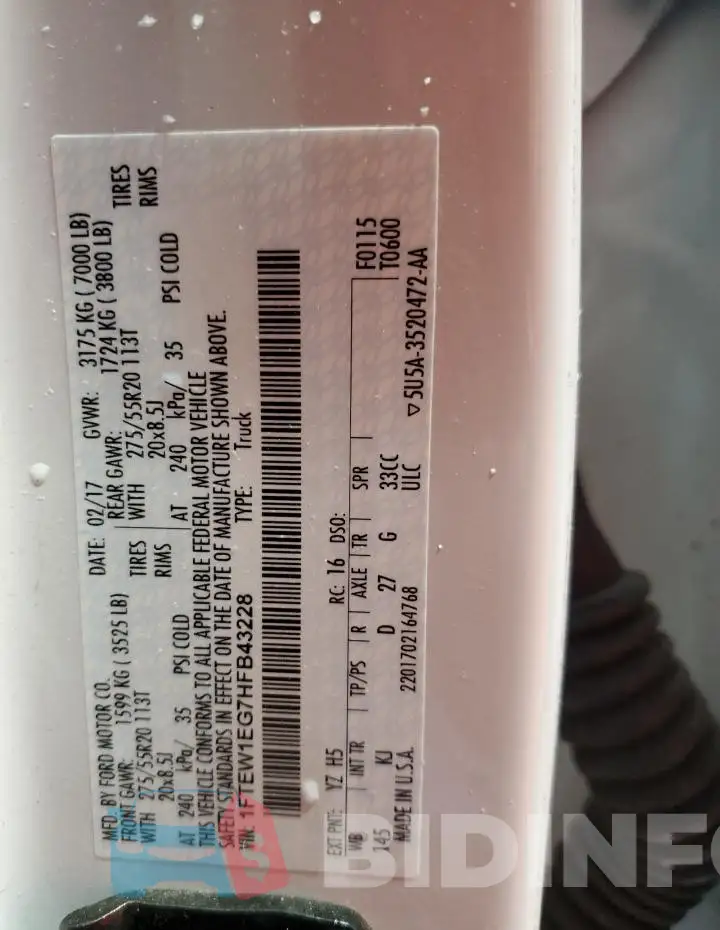 1FTEW1EG7HFB43228 Photo# 12