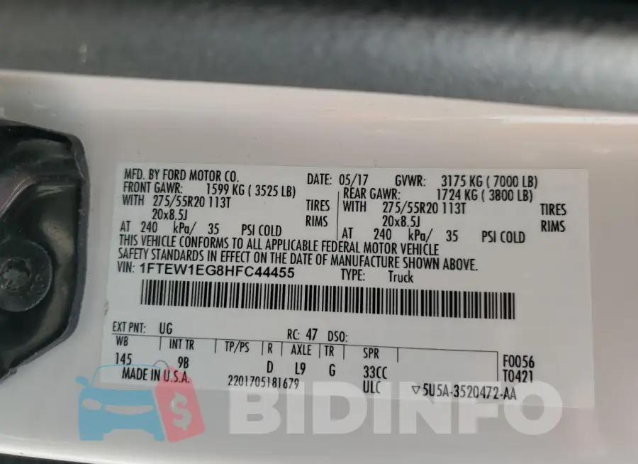1FTEW1EG8HFC44455 Photo# 12