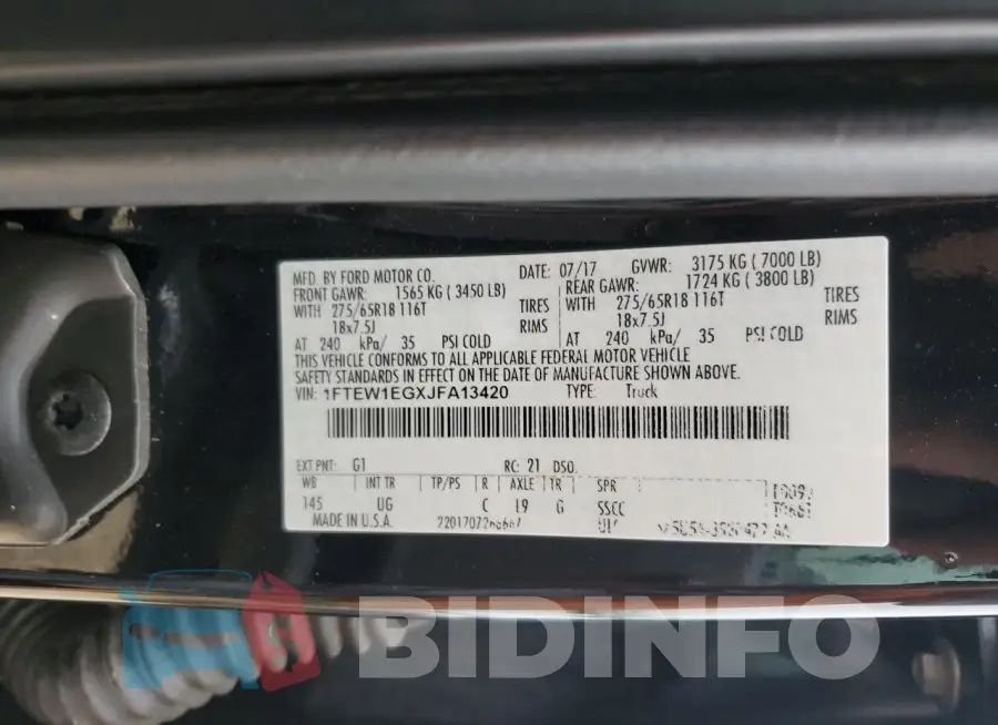1FTEW1EGXJFA13420 Photo# 12