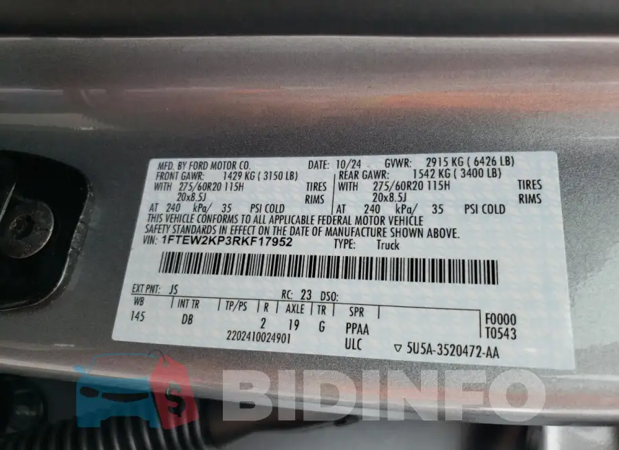 1FTEW2KP3RKF17952 Photo# 12