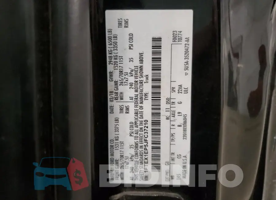 1FTEX1EP5JFC37210 Photo# 12
