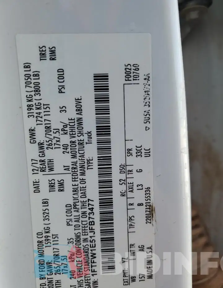 1FTFW1E51JFB73477 Photo# 12