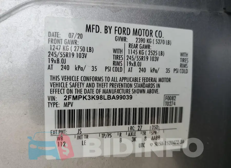 2FMPK3K98LBA99039 Photo# 13