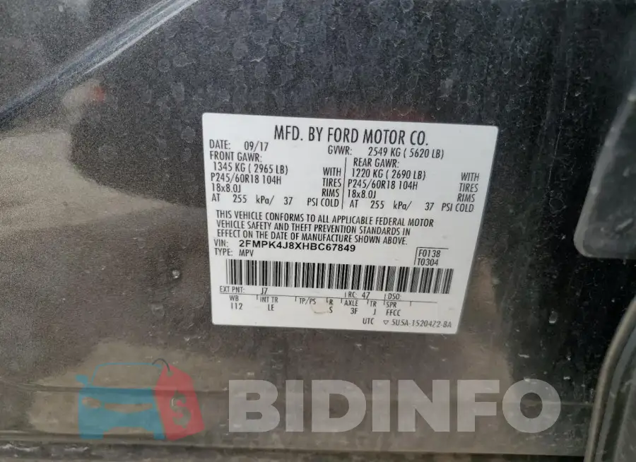 2FMPK4J8XHBC67849 Photo# 12
