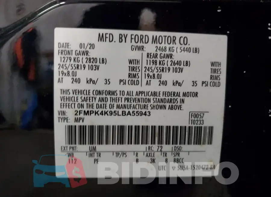 2FMPK4K95LBA55943 Photo# 14