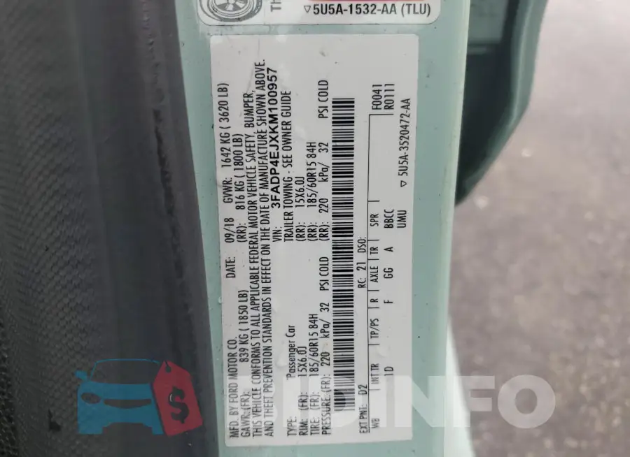 3FADP4EJXKM100957 Photo# 12