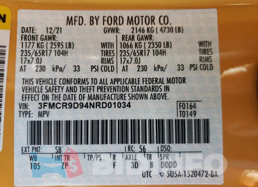 3FMCR9D94NRD01034 Photo# 14