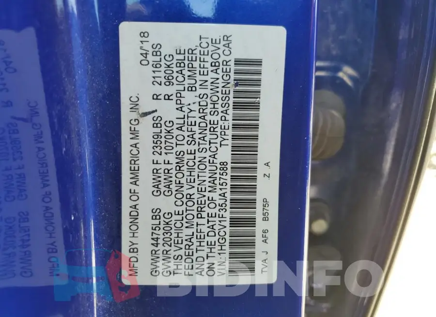 1HGCV1F35JA157588 Photo# 13