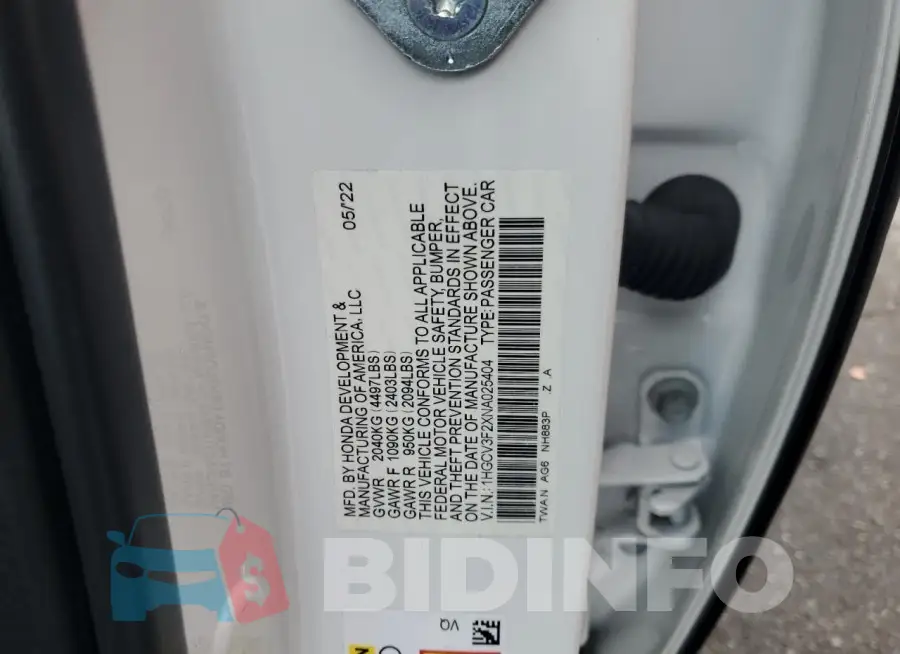 1HGCV3F2XNA025404 Photo# 12