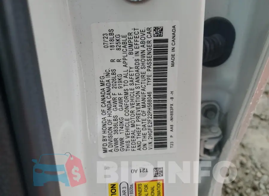 2HGFE2F22PH568046 Photo# 12