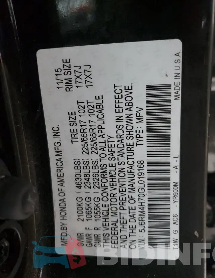 5J6RM4H70GL019168 Photo# 13