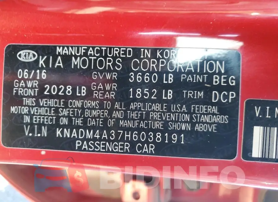 KNADM4A37H6038191 Photo# 12