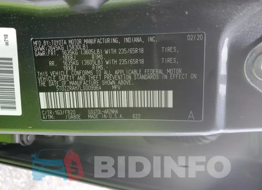 5TDZZRAH7LS009964 Photo# 14