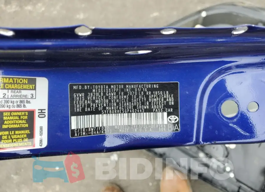 5YFBURHE5GP462443 Photo# 12