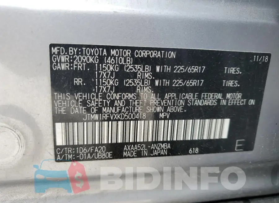 JTMW1RFVXKD500418 Photo# 13