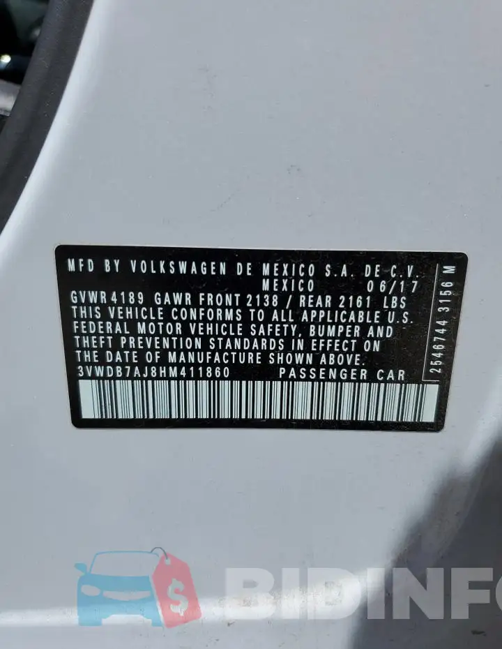 3VWDB7AJ8HM411860 Photo# 12