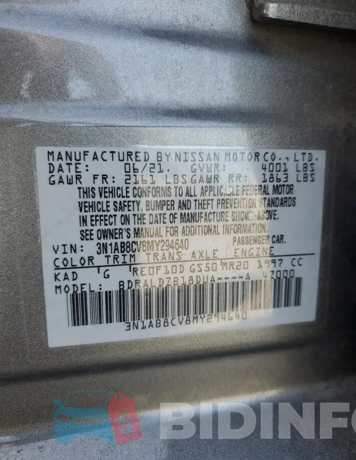 3N1AB8CV8MY294640 Photo# 13