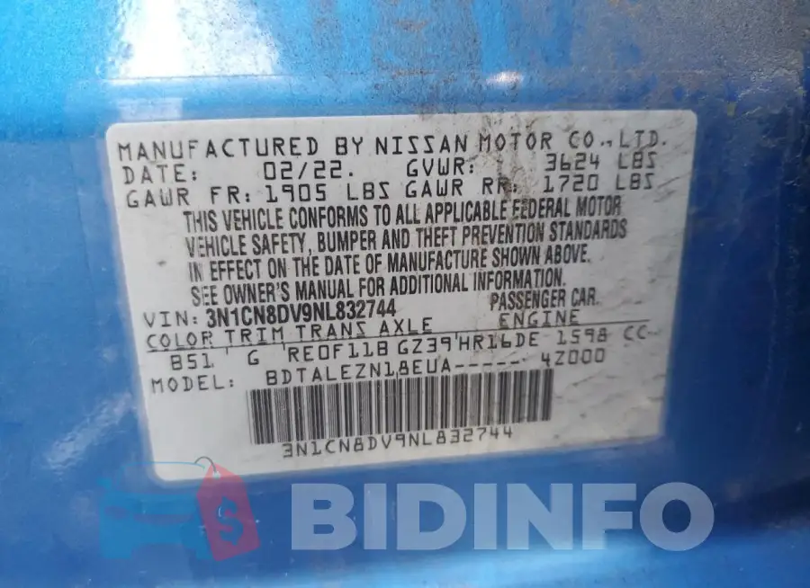 3N1CN8DV9NL832744 Photo# 12