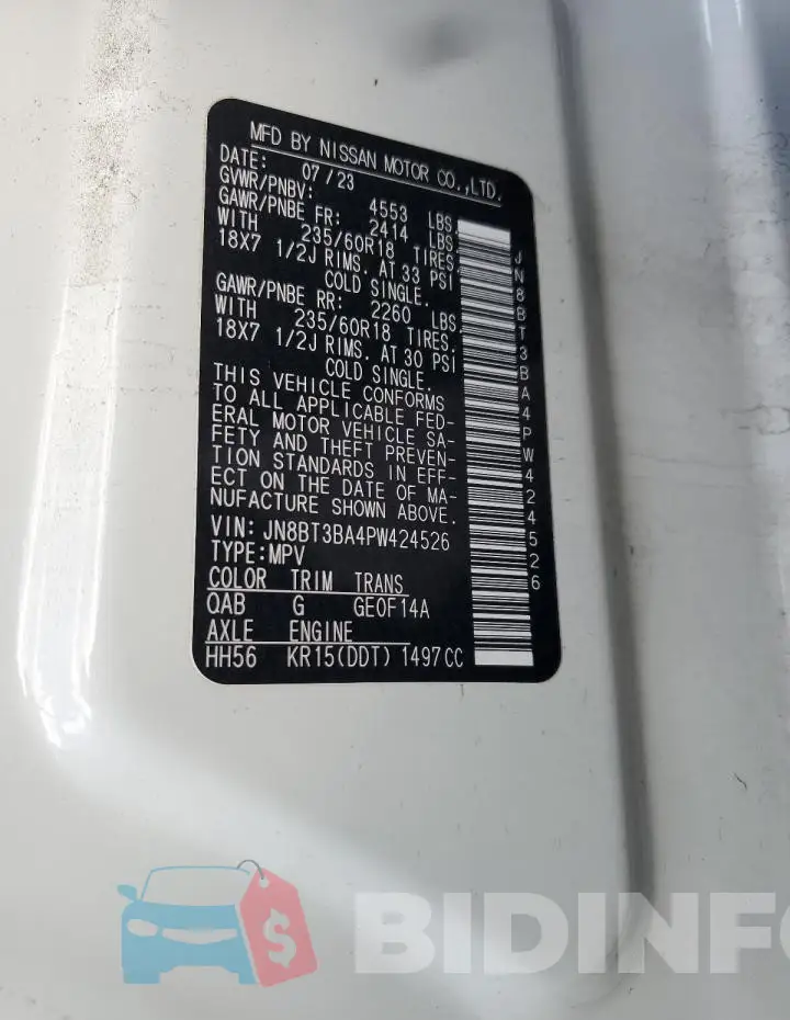 JN8BT3BA4PW424526 Photo# 13