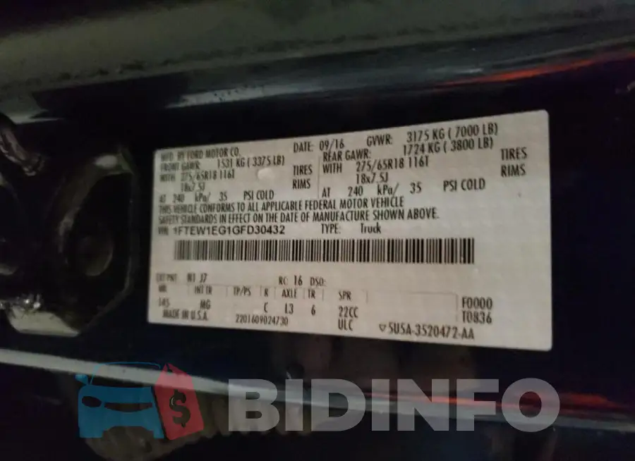 1FTEW1EG1GFD30432 Photo# 12
