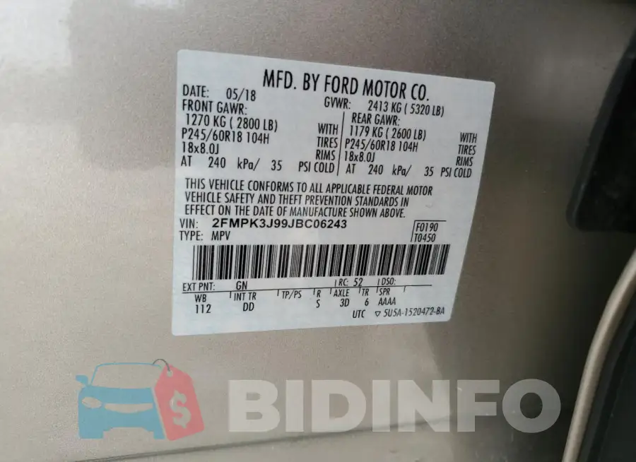 2FMPK3J99JBC06243 Photo# 13