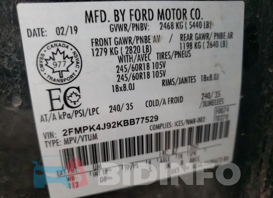 2FMPK4J92KBB77529 Photo# 13