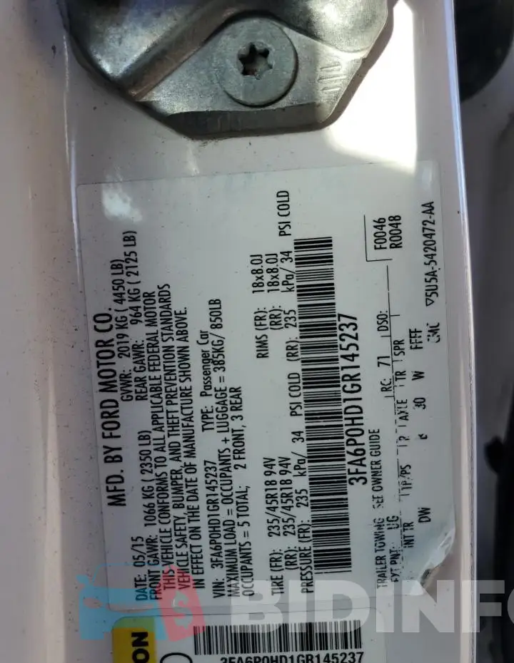 3FA6P0HD1GR145237 Photo# 12