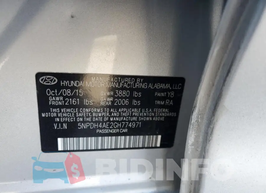 5NPDH4AE2GH774971 Photo# 13
