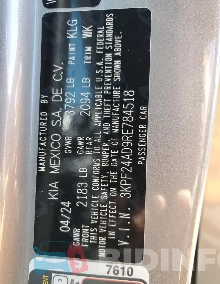 3KPF24AD9RE784518 Photo# 12