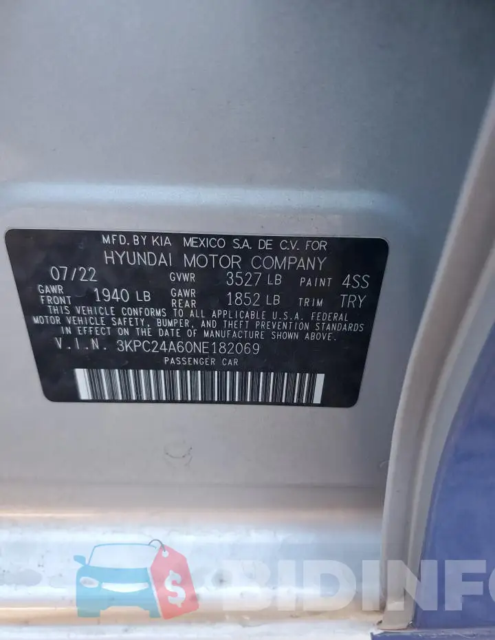 3KPC24A60NE182069 Photo# 12