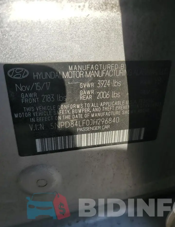 5NPD84LF0JH296840 Photo# 12