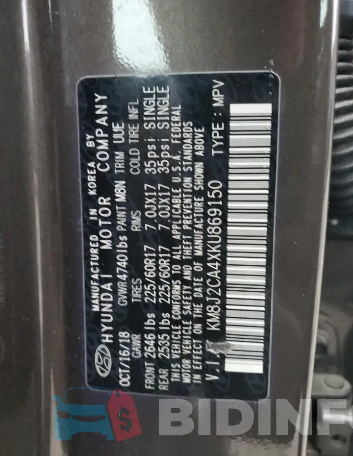 KM8J2CA4XKU869150 Photo# 13