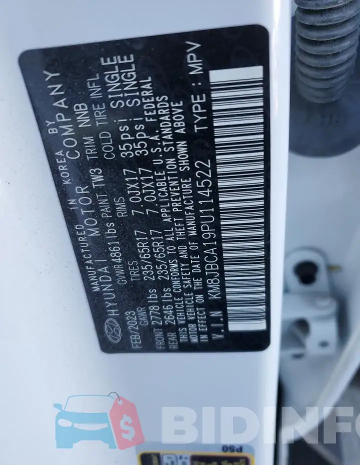 KM8JBCA19PU114522 Photo# 14