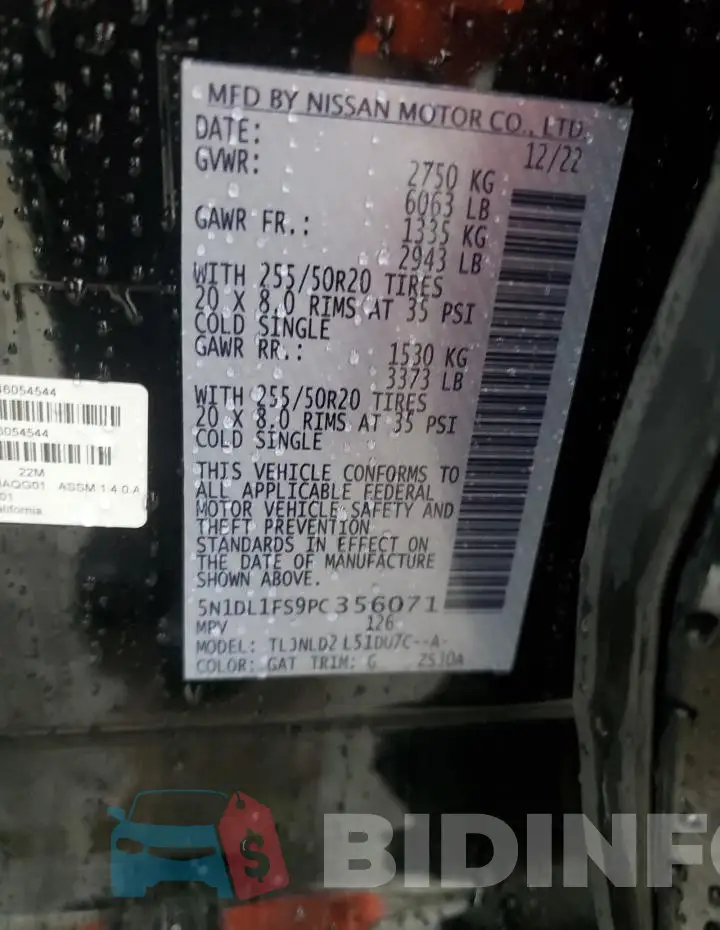 5N1DL1FS9PC356071 Photo# 12