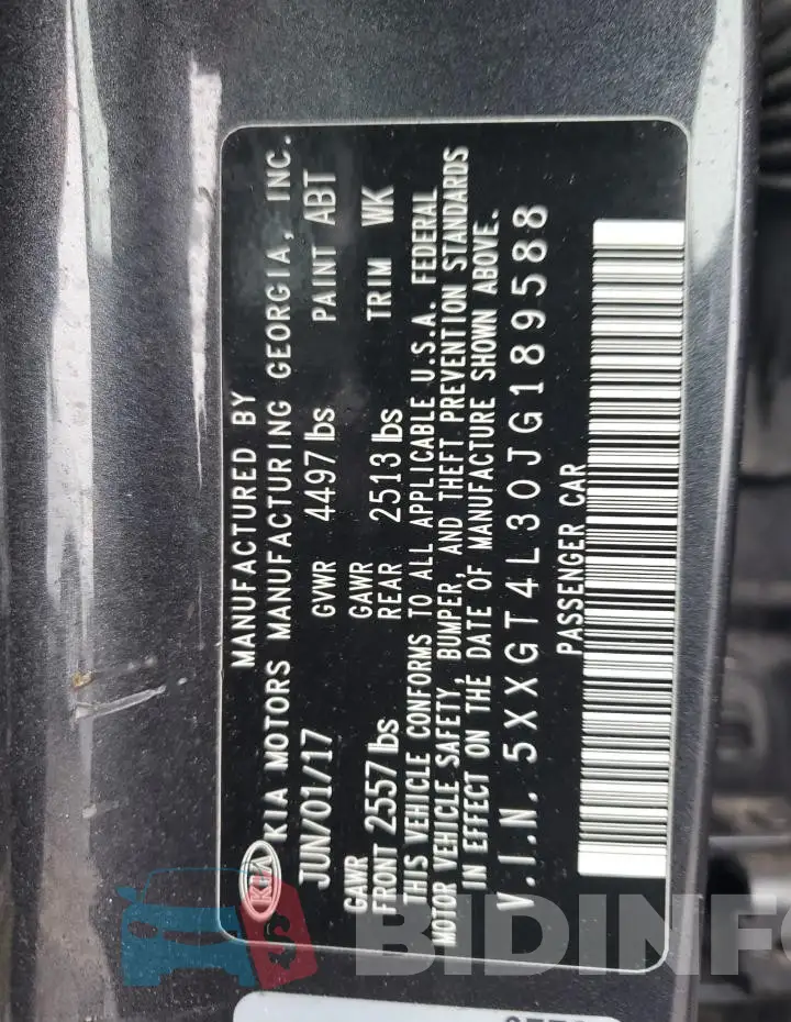 5XXGT4L30JG189588 Photo# 12