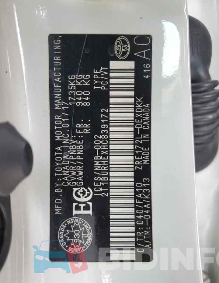 2T1BURHEXHC839172 Photo# 13