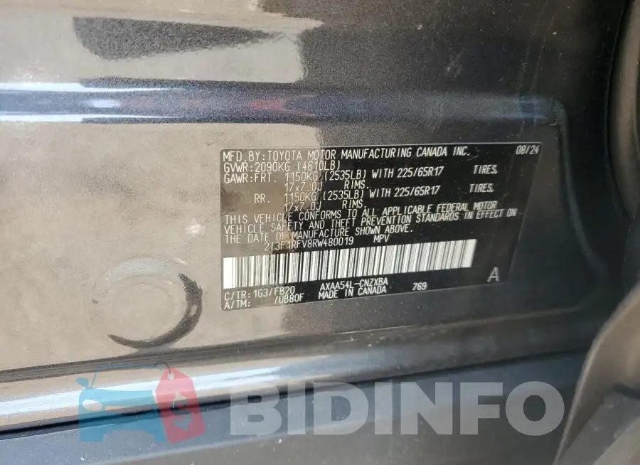 2T3F1RFV8RW480019 Photo# 12