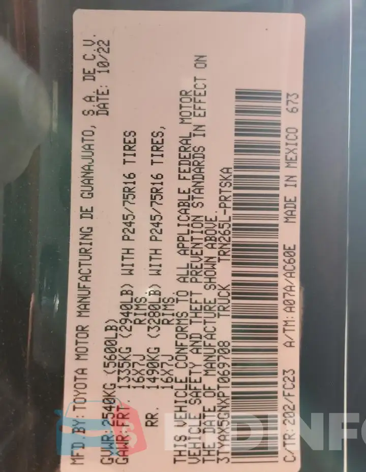 3TYAX5GNXPT069708 Photo# 12