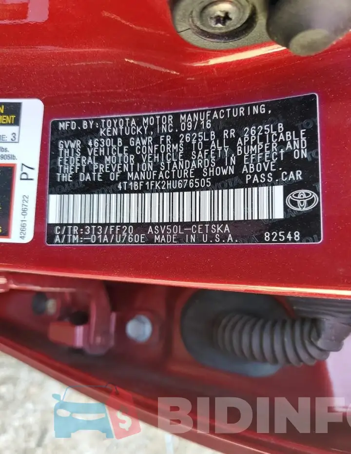 4T1BF1FK2HU676505 Photo# 13
