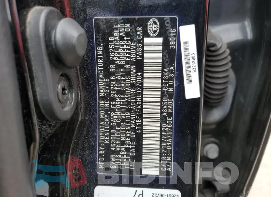 4T1BF1FKXHU377084 Photo# 12