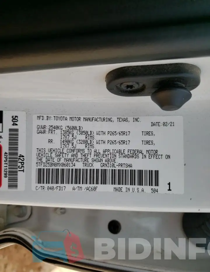 5TFDZ5BN8MX060134 Photo# 13